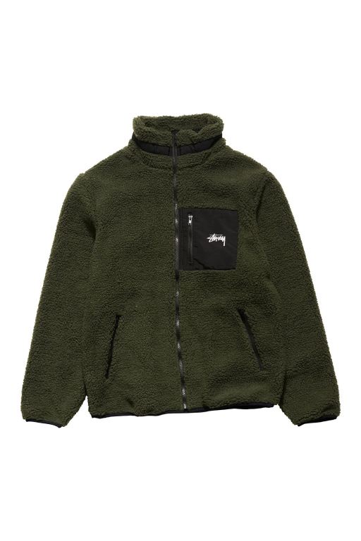 Stussy Mens Stock Sherpa Jackets Green - IXOND4213